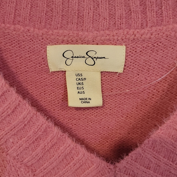 Jessica Simpson Vintage knit vest sweater Small size Pink Sleeveless - Picture 4 of 5